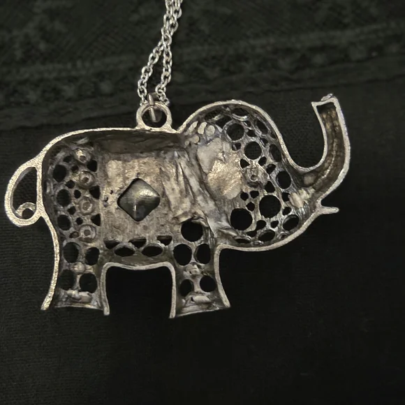 Stainless Steel Elephant Pendant Necklace with Purple and Pink Accents - Picture 3 of 4